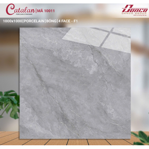 Gạch 100x100cm Catalan 10011 porcelain 4 face màu ghi men bóng vi tinh Gạch 100x100cm Catalan 10011 porcelain 4 face màu ghi men bóng vi tinh