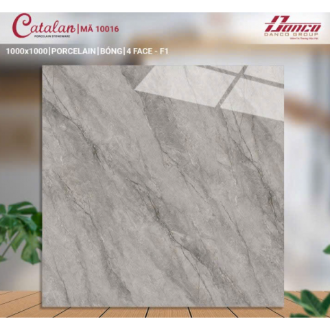 Gạch 100x100cm Catalan 10016 porcelain 4 face màu xám men bóng Gạch 100x100cm Catalan 10016 porcelain 4 face màu xám men bóng